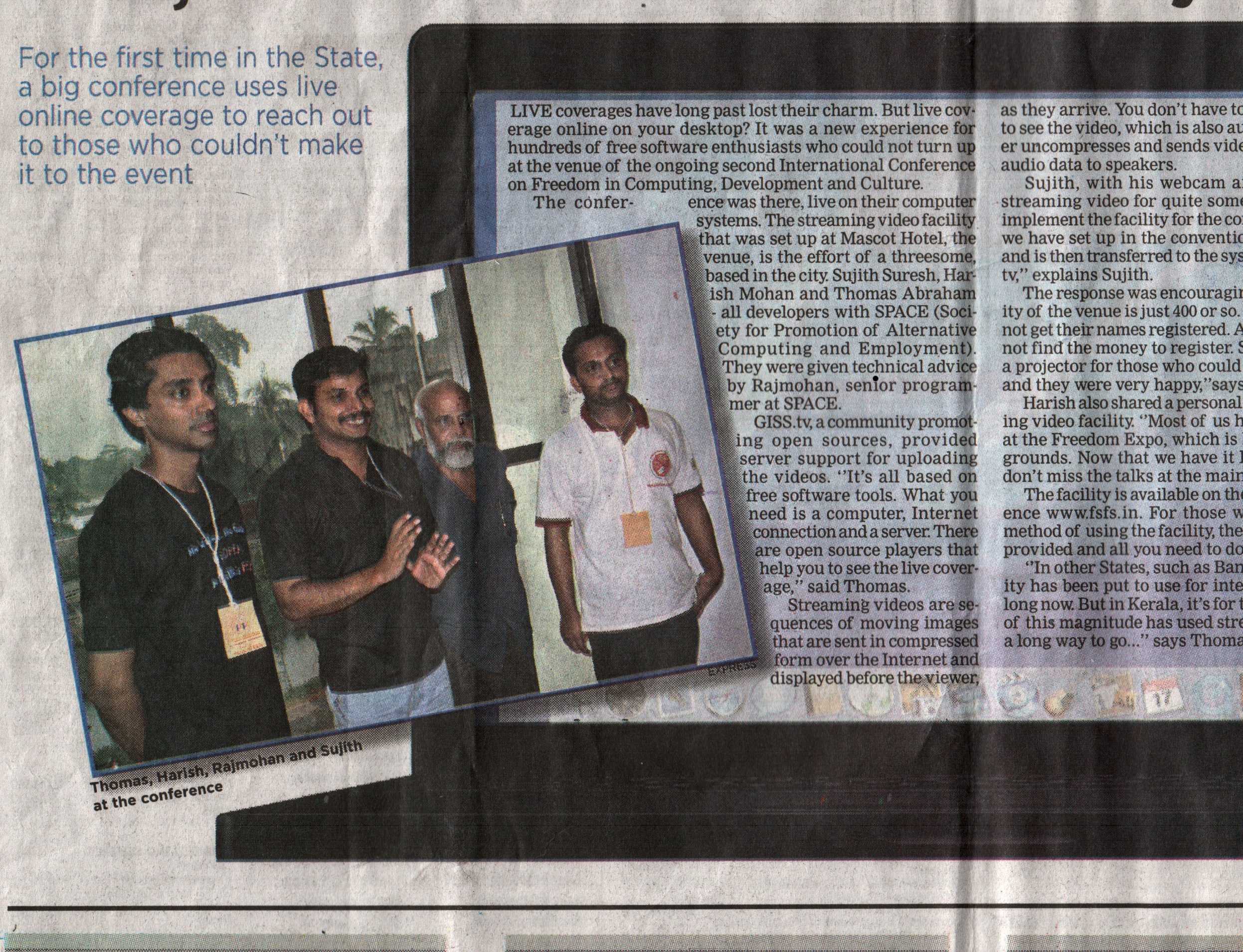The news story on SPACE team in the Indian Express